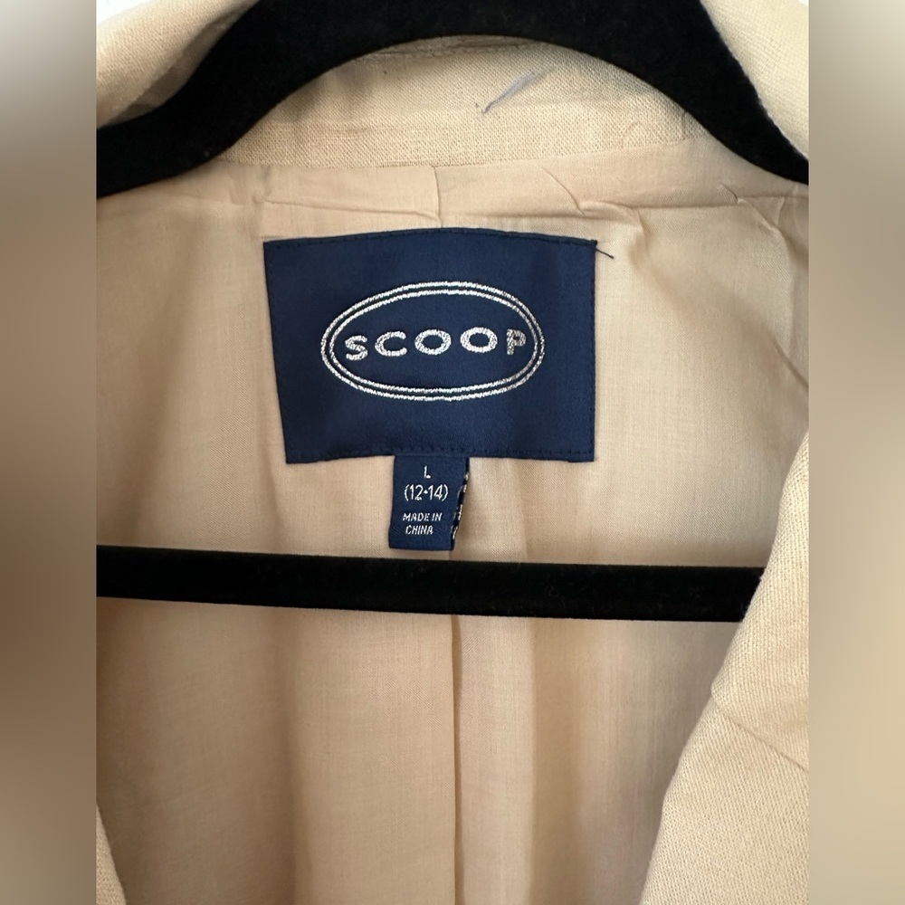 Scoop Size L Linen Blend Tan Boxy Fit Blazer - Picture 2 of 11